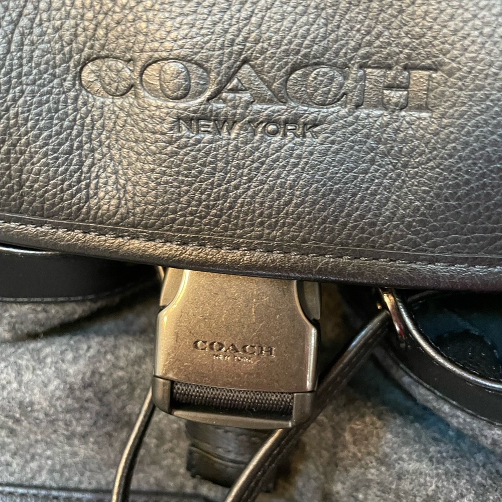 COACH EUC authentic large Black leather and gray wool Backpack/Rucksack - Picture 3 of 13